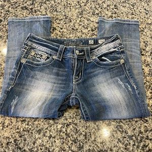 👖 Miss Me Denim Jeans Size 25 Womens Capri JP5418P Blue Low Rise Flap Pockets